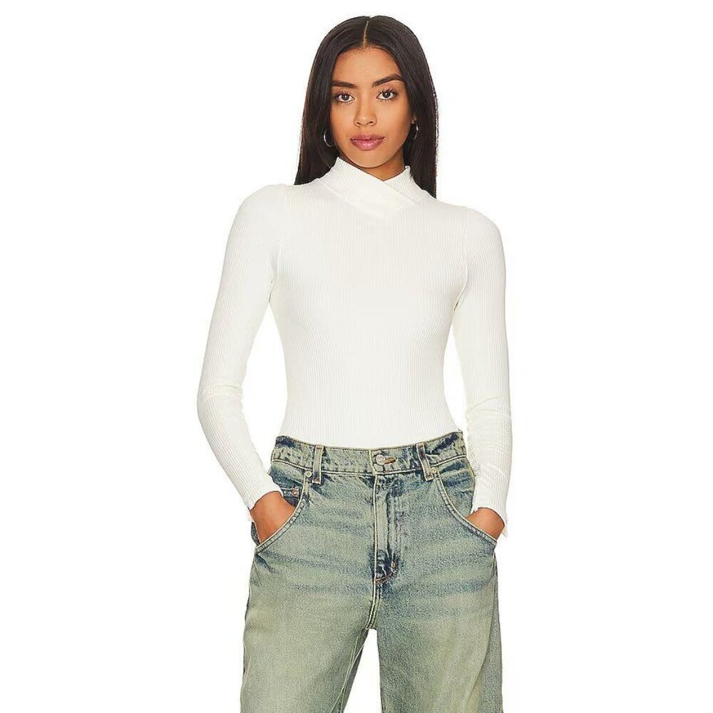 Free People White Long Sleeve Bodysuit